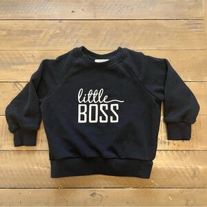 2T “little boss” black pullover crewneck sweater
